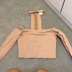 Off the shoulder cropped long sleeve